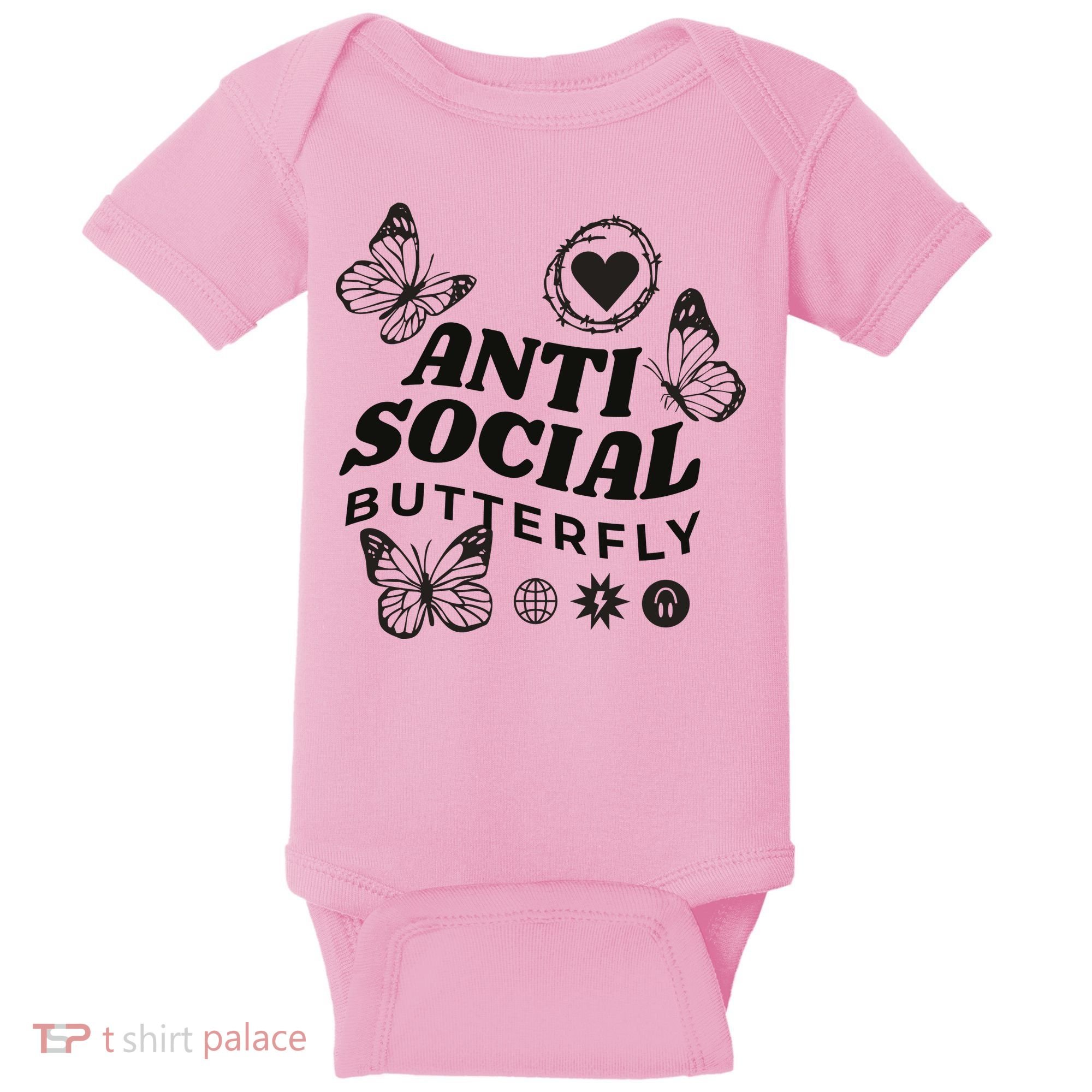 Anti Social Butterfly Retro Baby Bodysuit