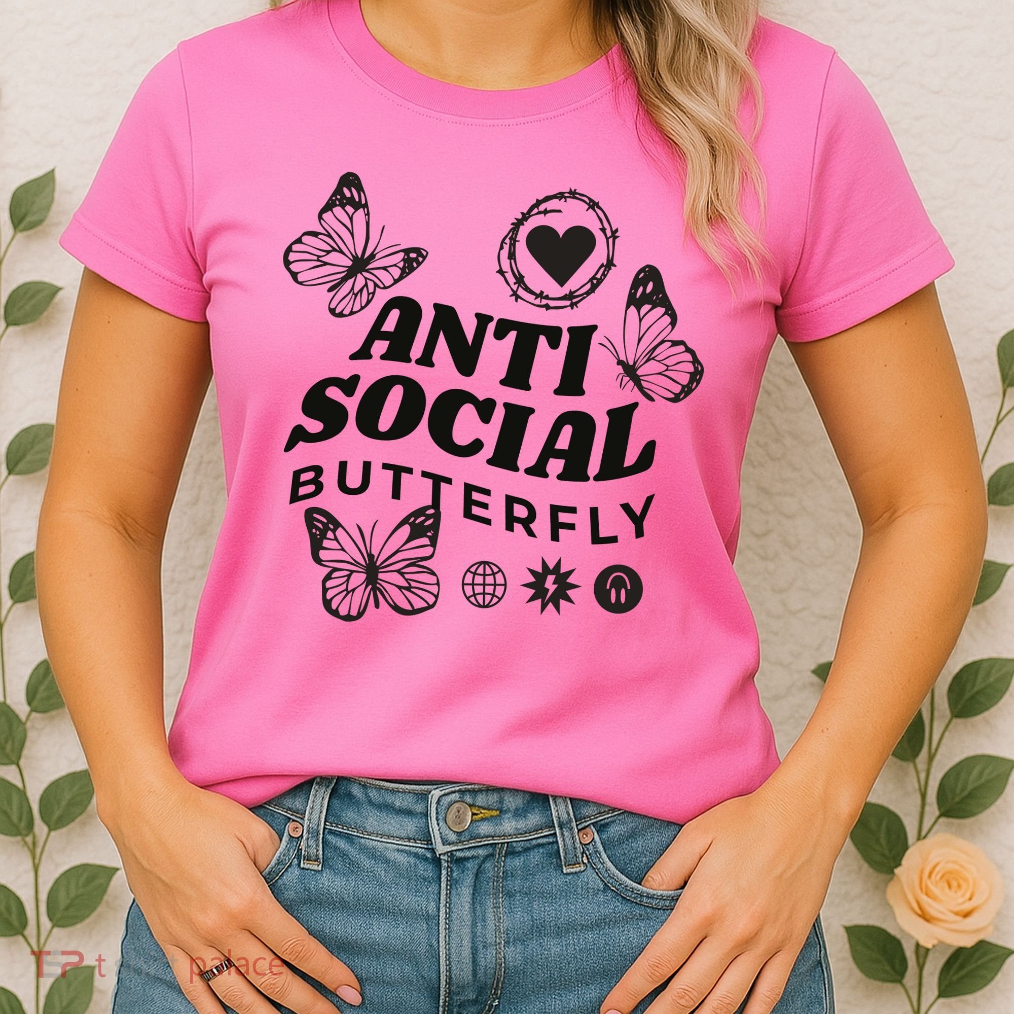 Anti Social Butterfly Retro Women's T-Shirt