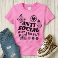 Anti Social Butterfly Retro Women's T-Shirt thumb 3