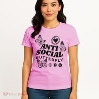 Anti Social Butterfly Retro Women's T-Shirt thumb 4