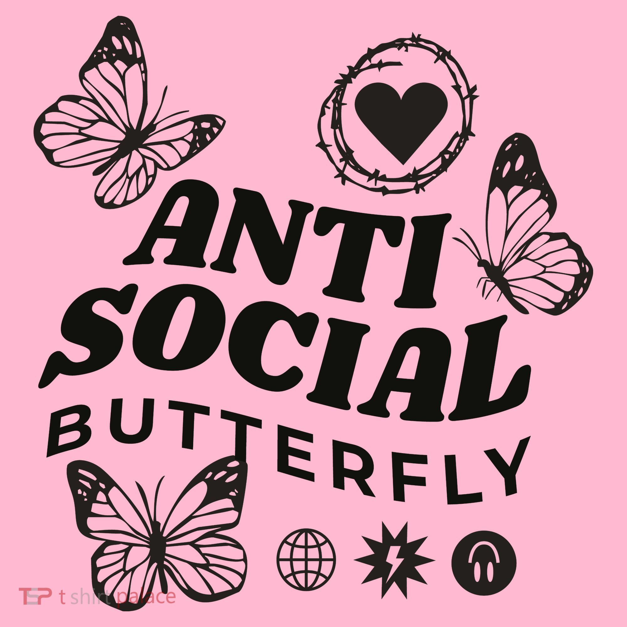 Anti Social Butterfly Retro Women's T-Shirt