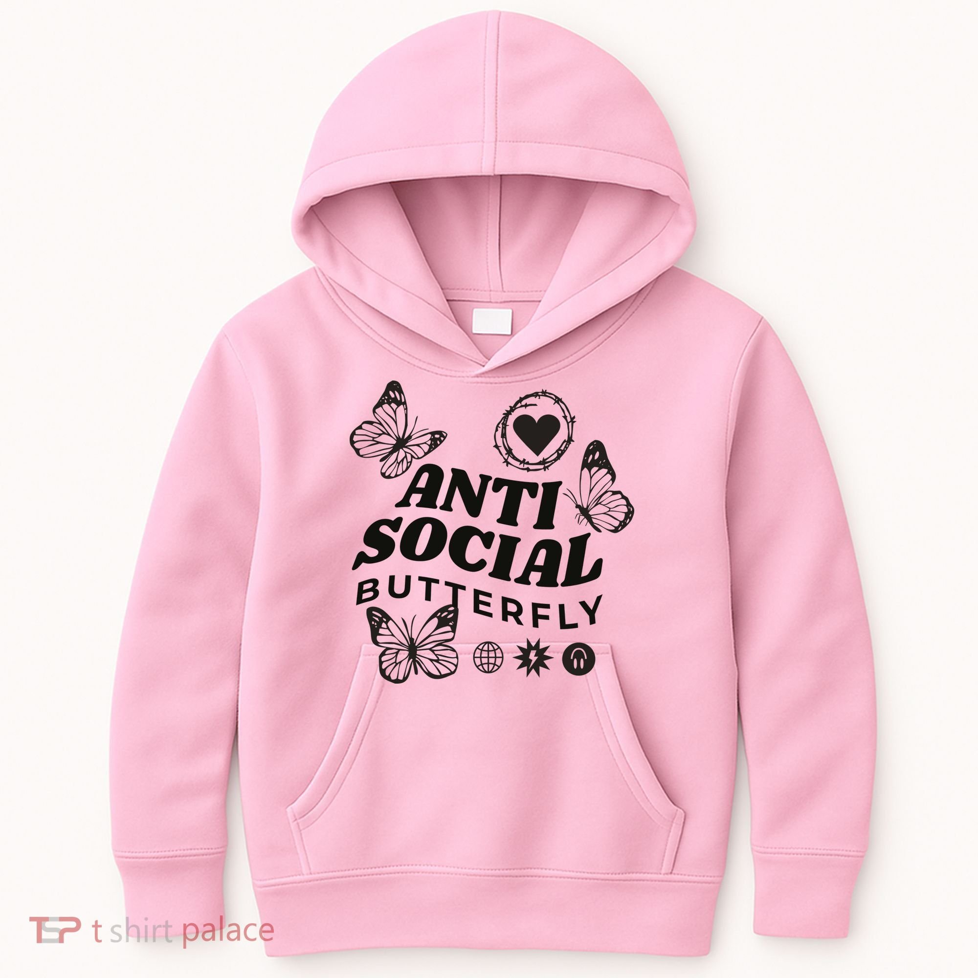 Anti Social Butterfly Retro Kids Hoodie