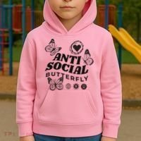 Anti Social Butterfly Retro Kids Hoodie thumb 2