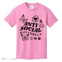 Anti Social Butterfly Retro Kids T-Shirt thumb 0
