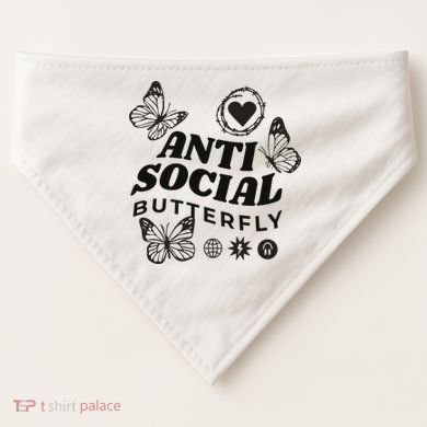 Anti Social Butterfly Retro USA-Made Doggie Bandana