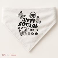 Anti Social Butterfly Retro USA-Made Doggie Bandana thumb 0