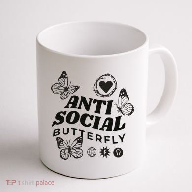 Anti Social Butterfly Retro Coffee Mug back