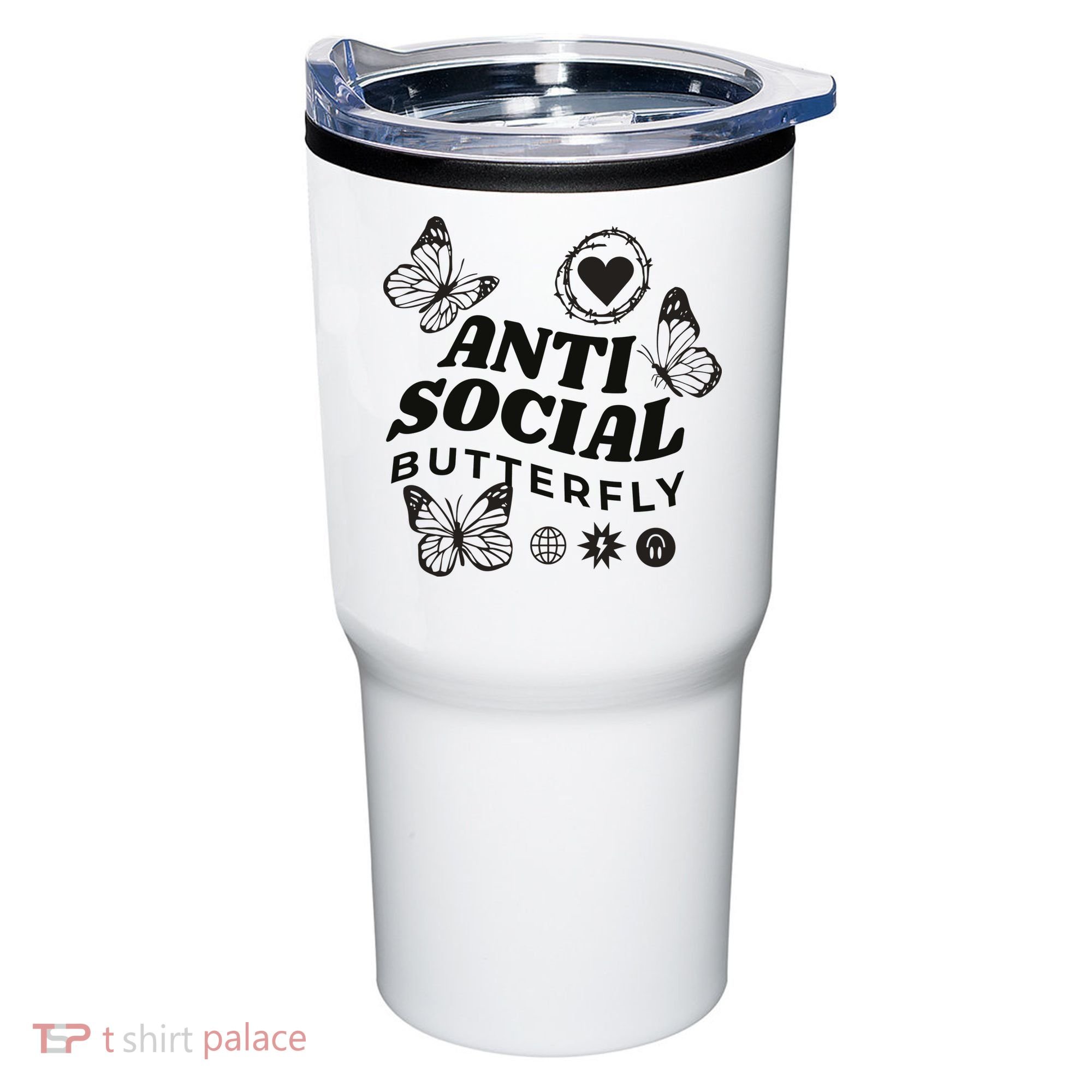 Anti Social Butterfly Retro Tumbler