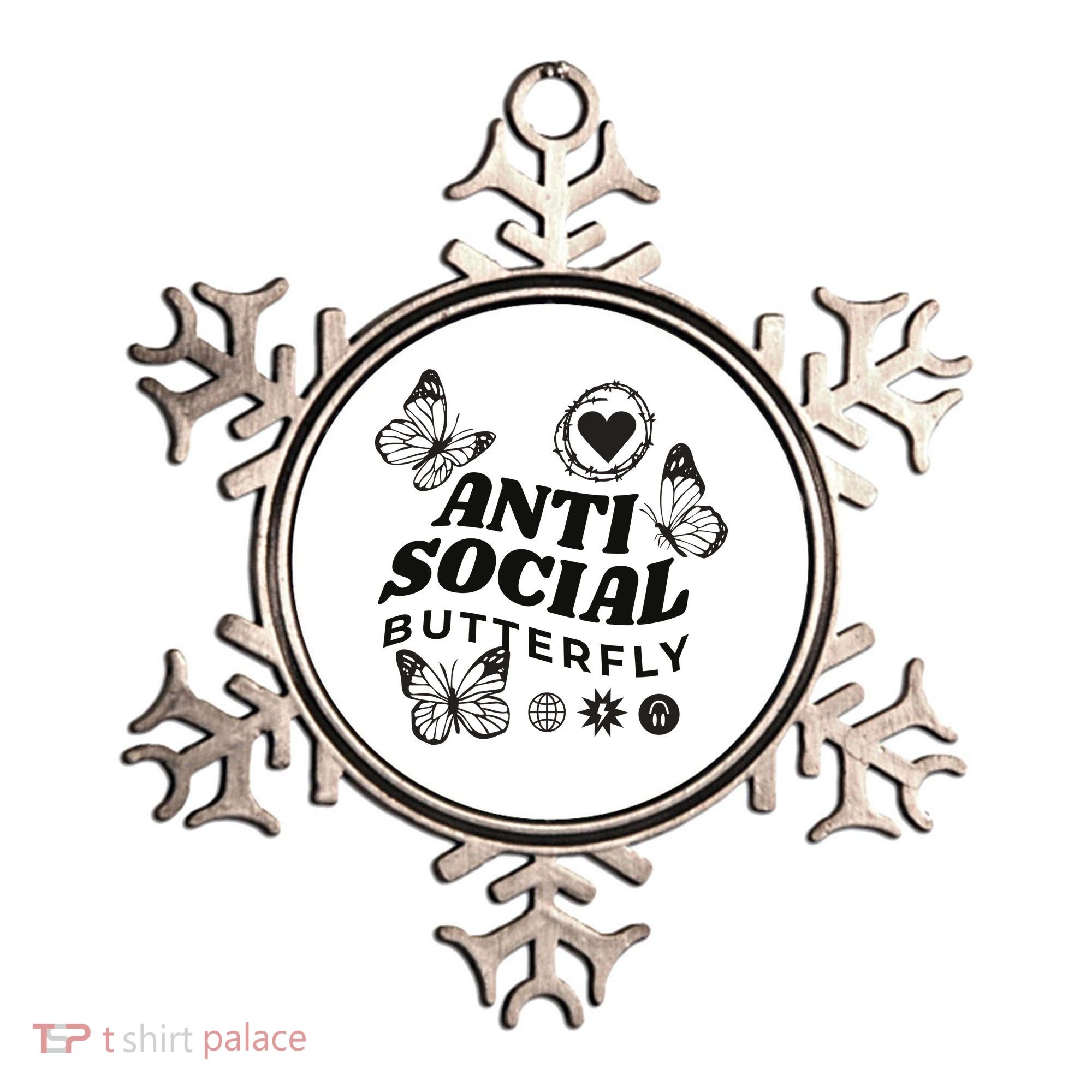 Anti Social Butterfly Retro Ornament