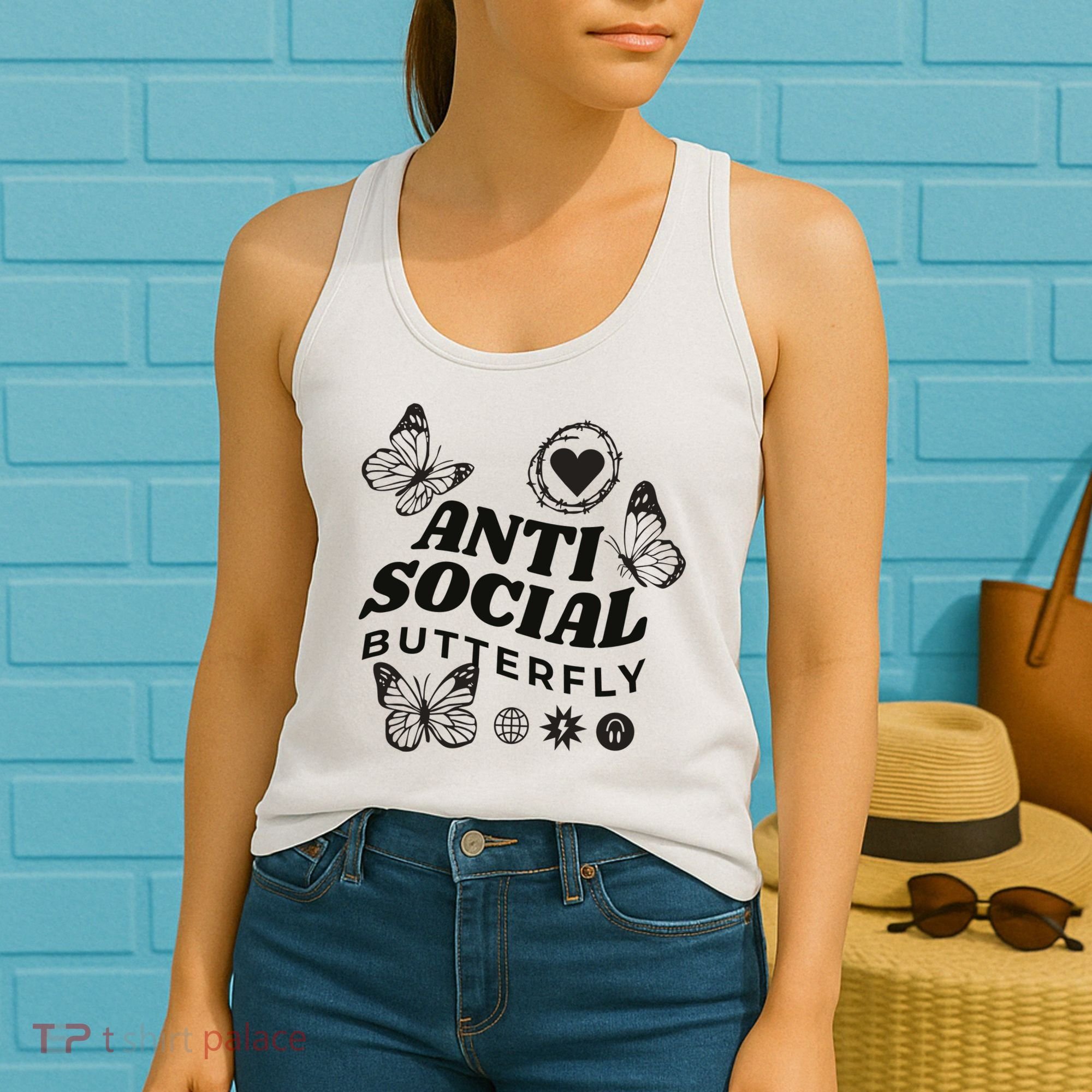 Anti Social Butterfly Retro Women's Tank Top