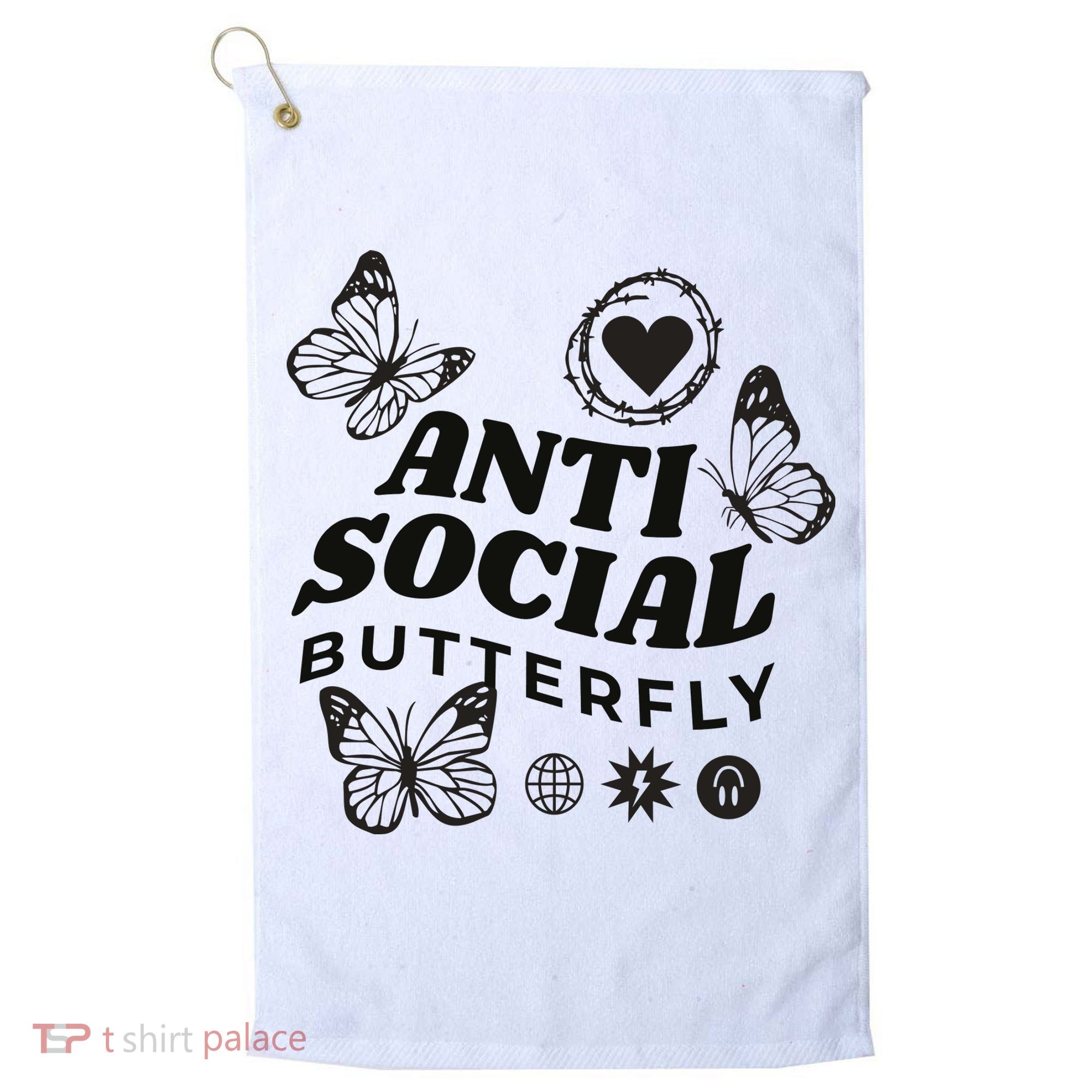 Anti Social Butterfly Retro Golf Towel