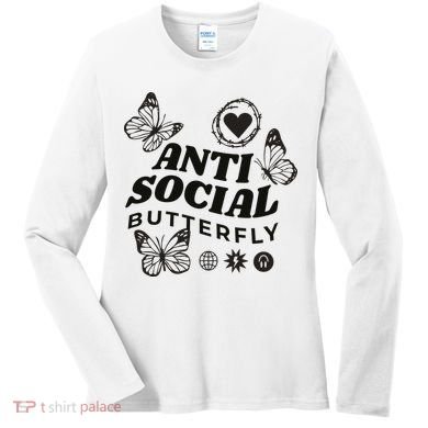 Anti Social Butterfly Retro Women's Long Sleeve Shirt