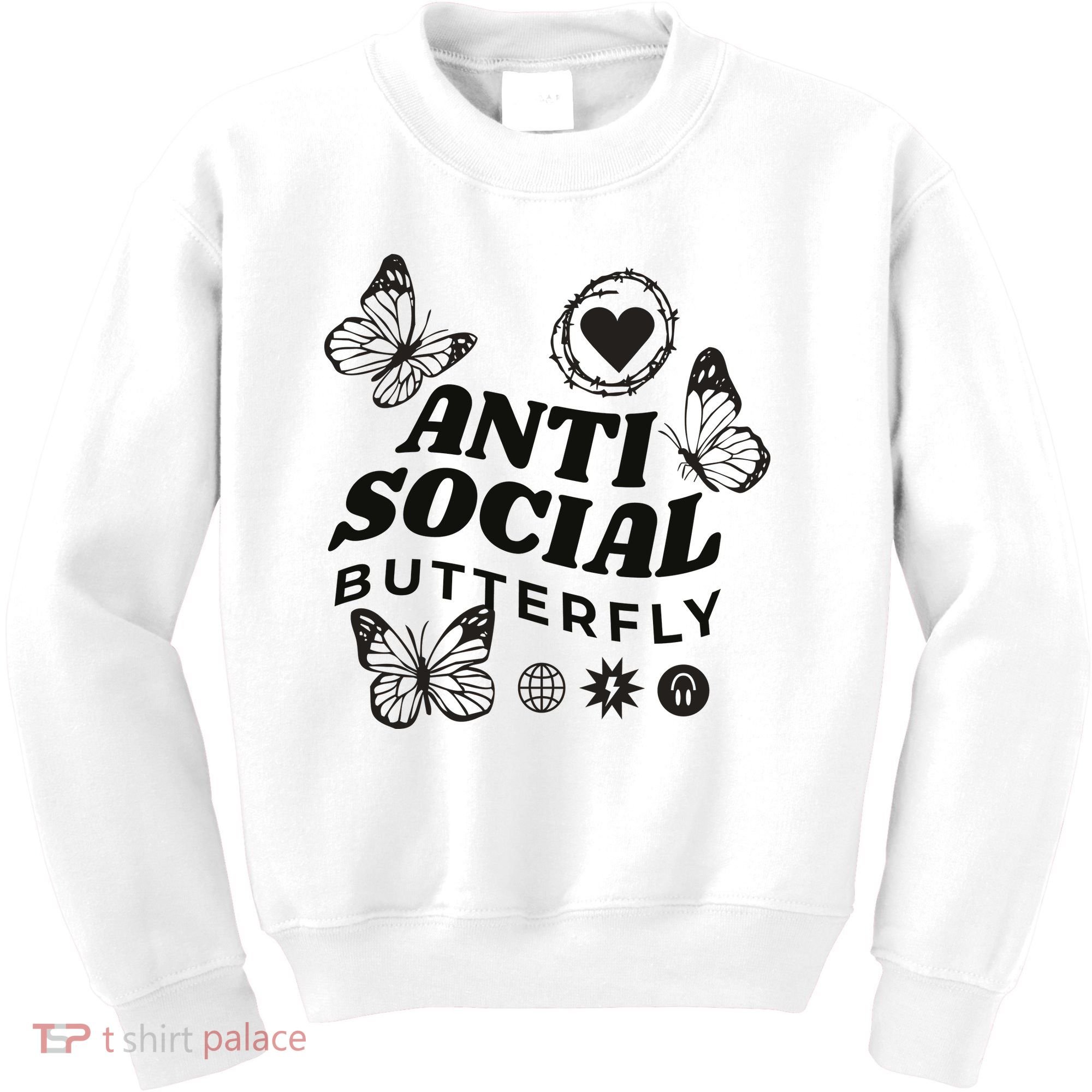 Anti Social Butterfly Retro Kids Sweatshirt