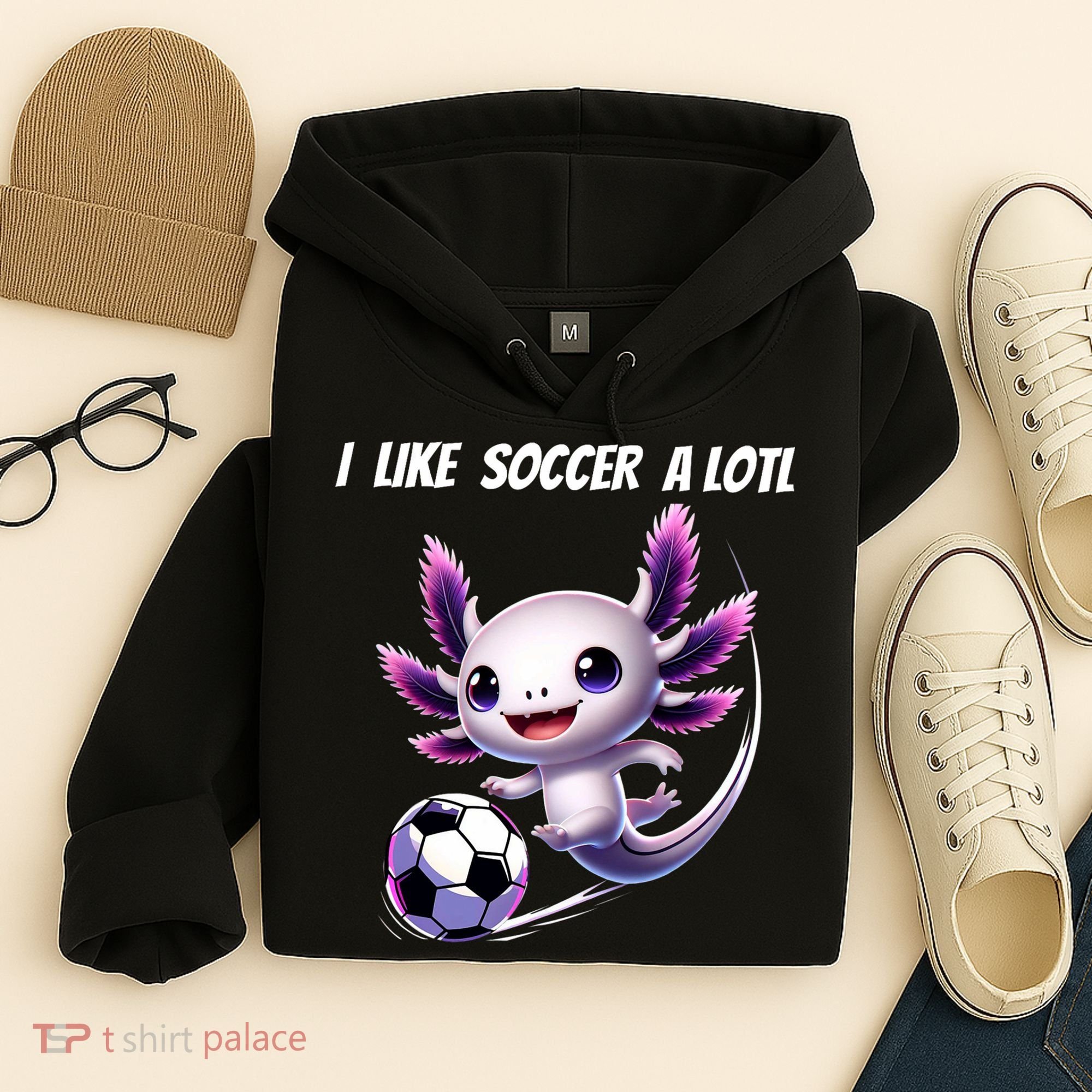 Axolotl Soccer Birthday Soccer Player Hoodie