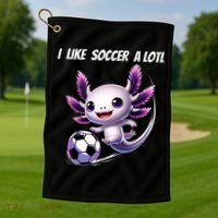 Axolotl Soccer Birthday Soccer Player Golf Towel thumb 1