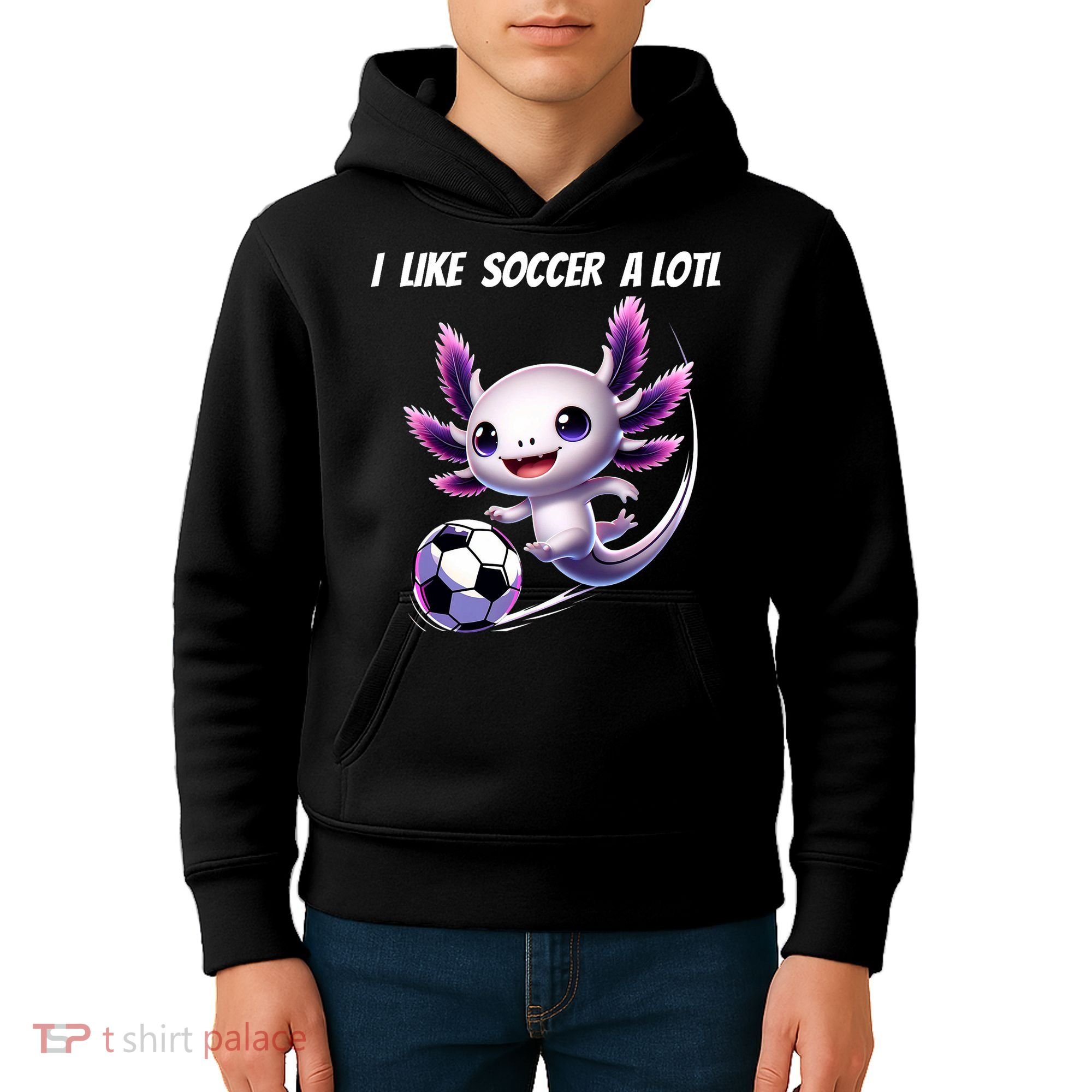 Axolotl Soccer Birthday Soccer Player Kids Hoodie