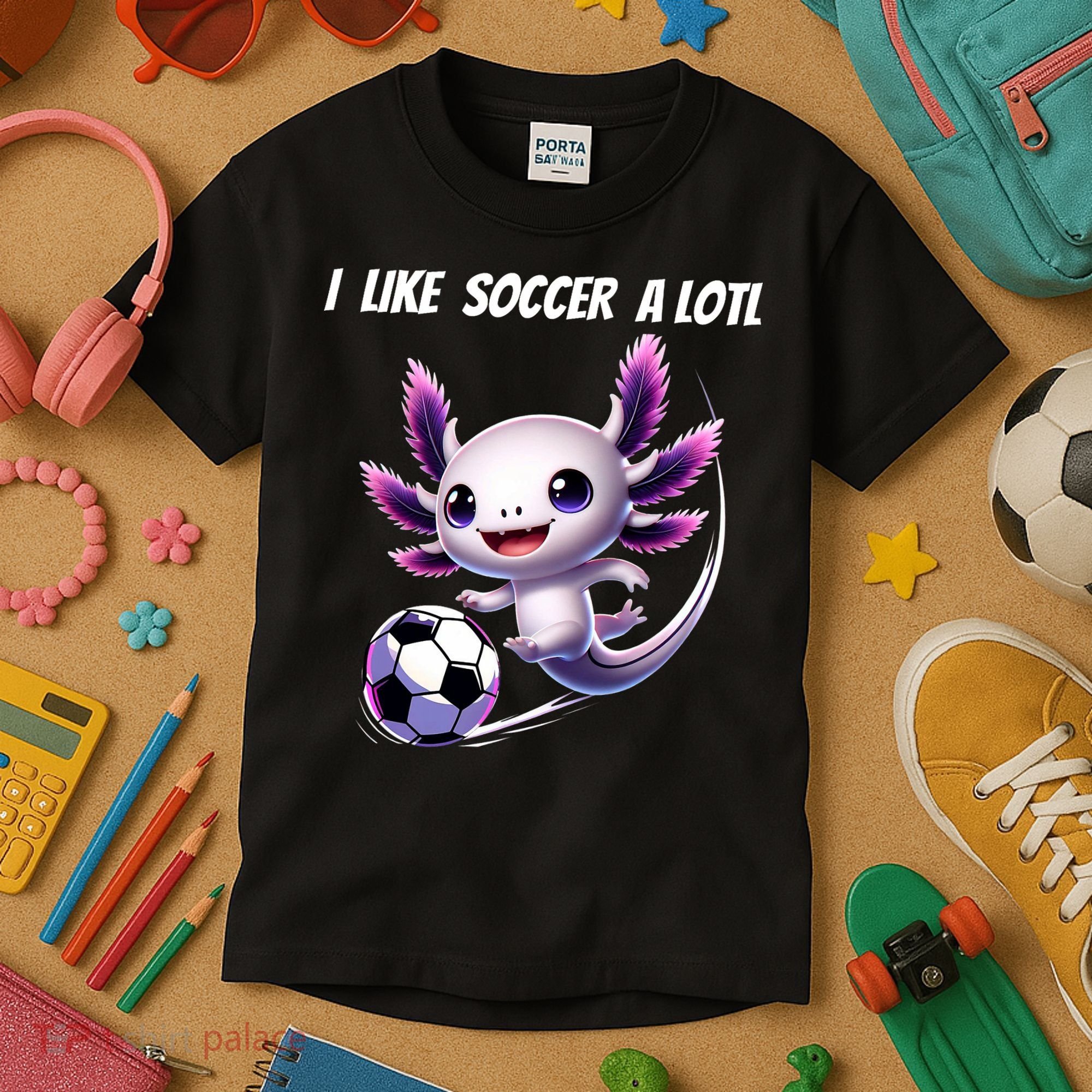 Axolotl Soccer Birthday Soccer Player Kids T-Shirt