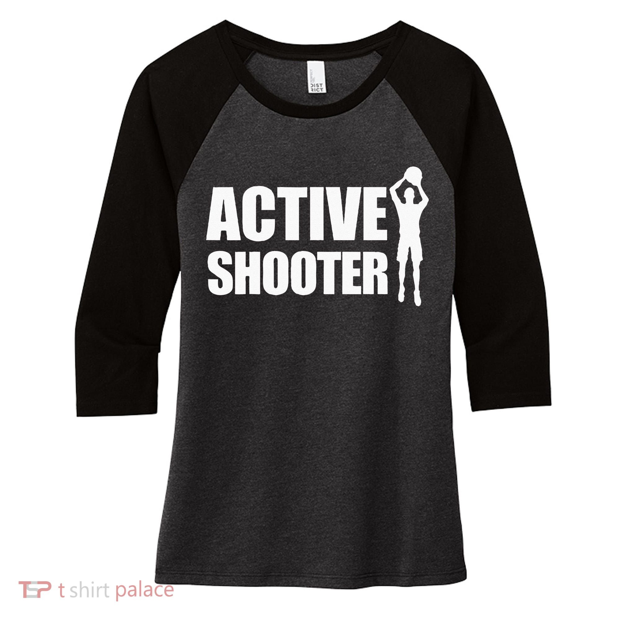 Active Shooter Basketball Player Basketball Active Shooter Women's Tri-Blend 3/4-Sleeve Raglan Shirt
