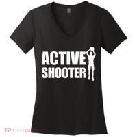 Active Shooter Basketball Player Basketball Active Shooter Women's V-Neck T-Shirt thumb 0