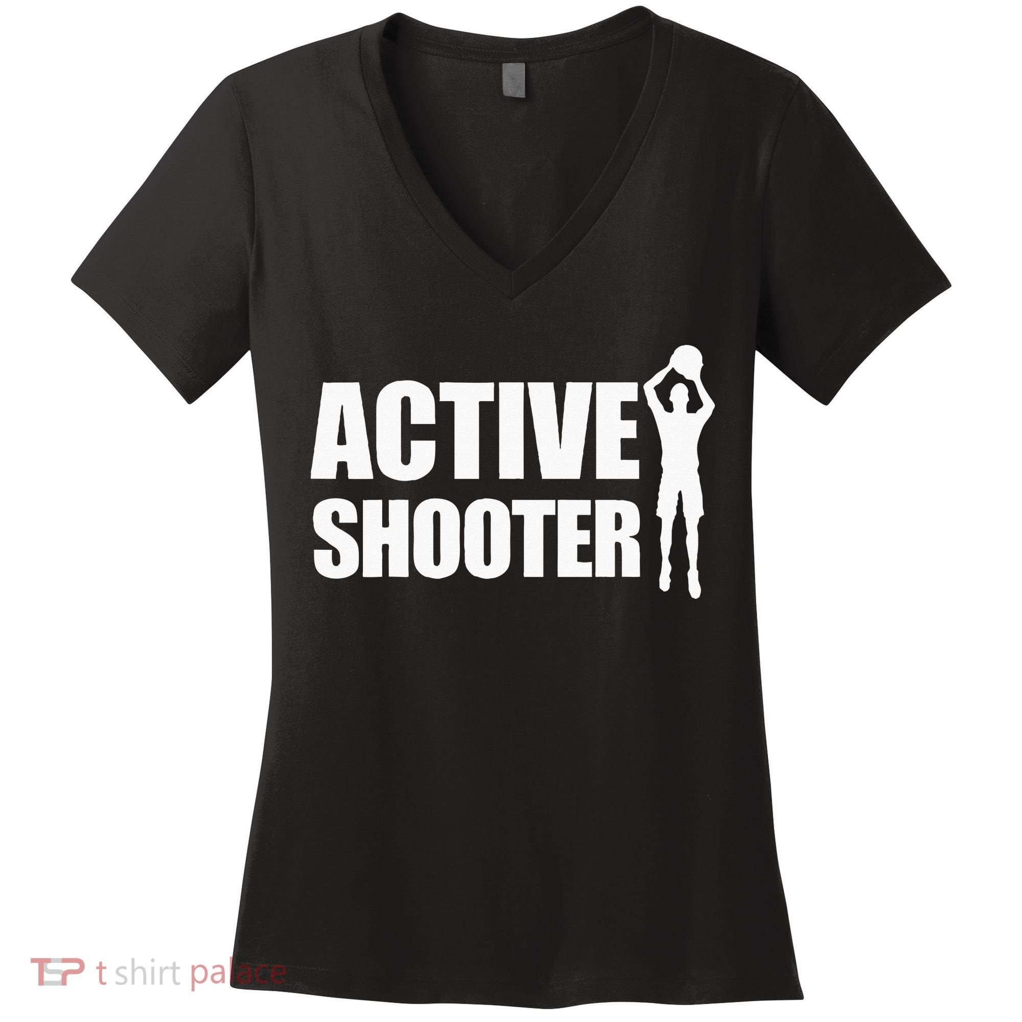 Active Shooter Basketball Player Basketball Active Shooter Women's V-Neck T-Shirt