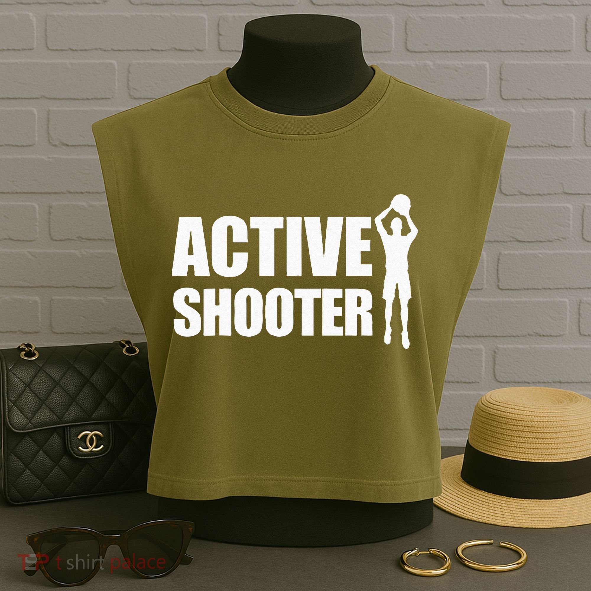 Active Shooter Basketball Player Basketball Active Shooter Garment-Dyed Women's Muscle Tee