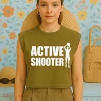 Active Shooter Basketball Player Basketball Active Shooter Garment-Dyed Women's Muscle Tee thumb 4