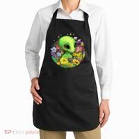 Alien Surrounded By Cosmic Flowers Apron thumb 2