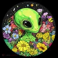 Alien Surrounded By Cosmic Flowers Coffee Mug thumb 5
