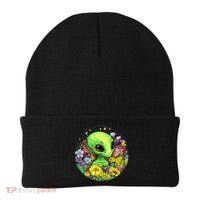 Alien Surrounded By Cosmic Flowers Beanie thumb 0