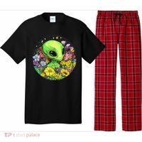 Alien Surrounded By Cosmic Flowers Pajama Set thumb 0