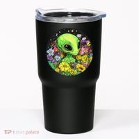 Alien Surrounded By Cosmic Flowers Tumbler thumb 0