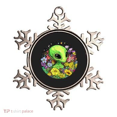 Alien Surrounded By Cosmic Flowers Ornament
