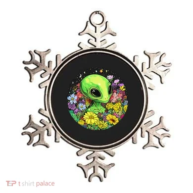 Alien Surrounded By Cosmic Flowers Ornament