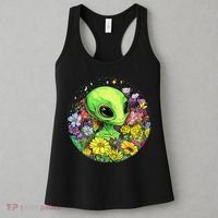 Alien Surrounded By Cosmic Flowers Women's Tank Top thumb 3