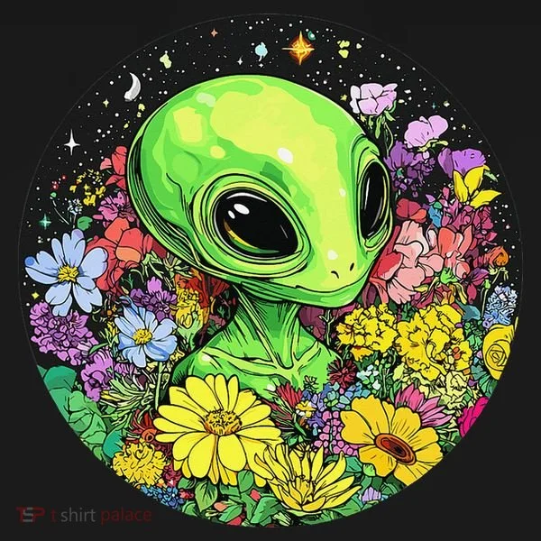 Alien Surrounded By Cosmic Flowers Toddler Hoodie