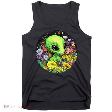 Alien Surrounded By Cosmic Flowers Tank Top