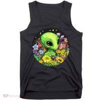 Alien Surrounded By Cosmic Flowers Tank Top thumb 0