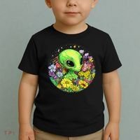 Alien Surrounded By Cosmic Flowers Toddler T-Shirt thumb 2