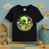 Alien Surrounded By Cosmic Flowers Toddler T-Shirt thumb 3