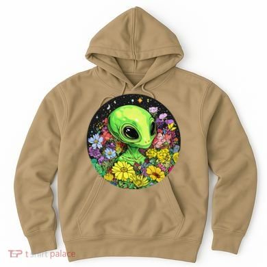 Alien Surrounded By Cosmic Flowers Hoodie