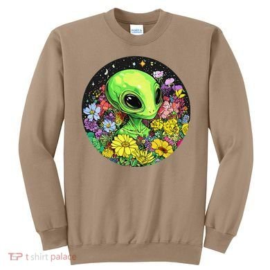 Alien Surrounded By Cosmic Flowers Sweatshirt