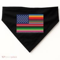 American Serape Blanket Striped Flag For Hispanic Chicano USA-Made Doggie Bandana thumb 0