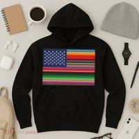 American Serape Blanket Striped Flag For Hispanic Chicano Hoodie thumb 3