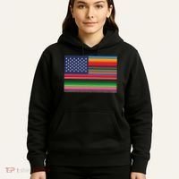American Serape Blanket Striped Flag For Hispanic Chicano Hoodie thumb 5