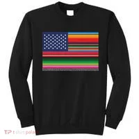 American Serape Blanket Striped Flag For Hispanic Chicano Sweatshirt thumb 0