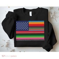 American Serape Blanket Striped Flag For Hispanic Chicano Sweatshirt thumb 2