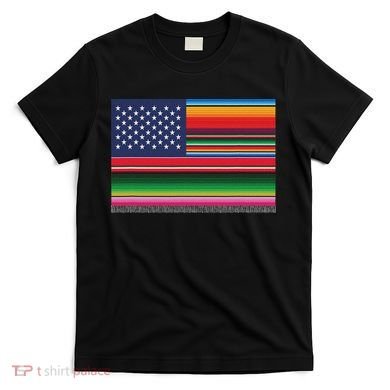 American Serape Blanket Striped Flag For Hispanic Chicano T-Shirt