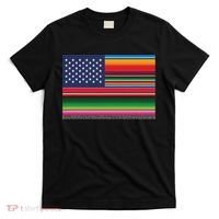 American Serape Blanket Striped Flag For Hispanic Chicano T-Shirt thumb 0