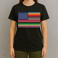 American Serape Blanket Striped Flag For Hispanic Chicano T-Shirt thumb 4