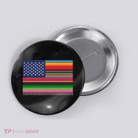 American Serape Blanket Striped Flag For Hispanic Chicano Button thumb 0